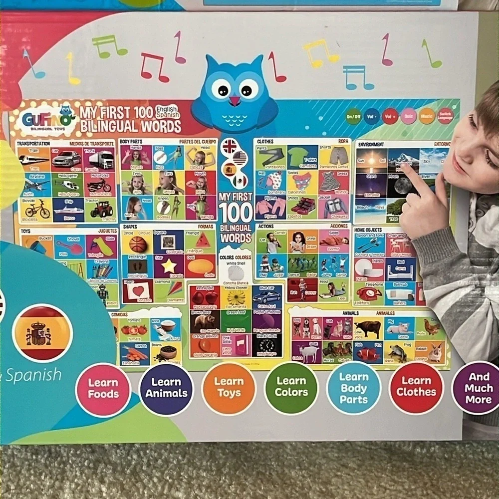 Brand New Bilingual Talking Alphabet 1st 100 Words Spanish English Learning Toys